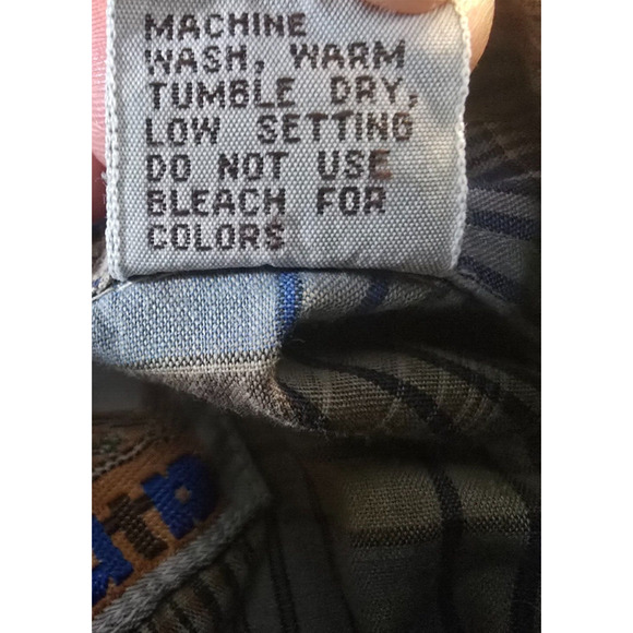 ATB Authentic Western Shirt Men 16 32/33 Brown Blue Plaid Snap Down - Picture 7 of 16